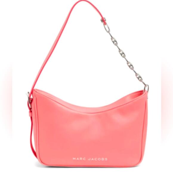 Marc Jacobs 🎀 Tempo Baguette Shoulder Bag PINK LEMONADE bubblegum silver links - Picture 1 of 16